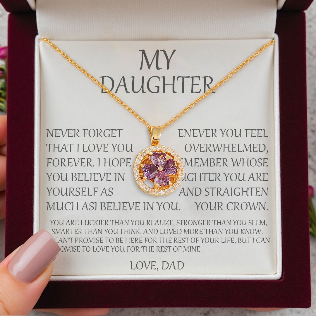 🔥 Last Day 50% OFF 🔥 To My Daughter -Rotating Amethyst Clover Necklace