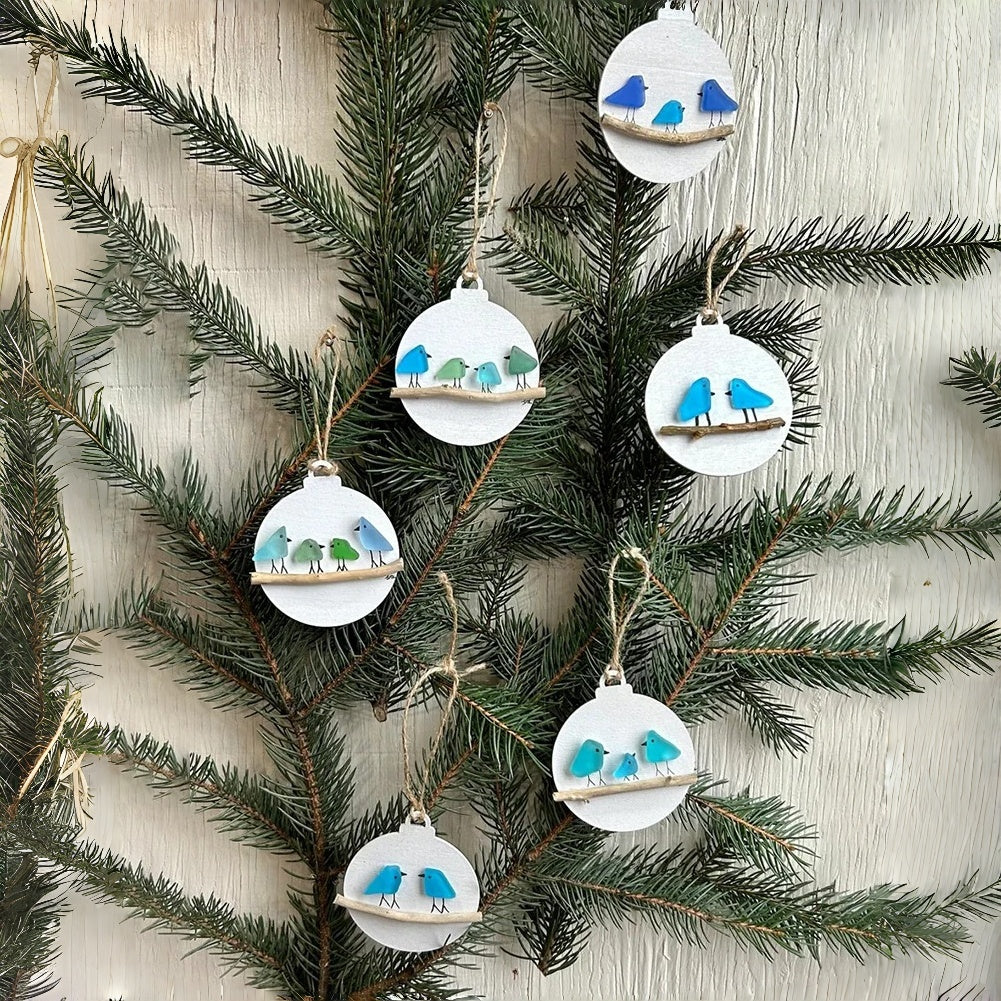 💥Last day 37% OFF💥🌊Family of Sea Glass Birds Christmas Ornament 🐦