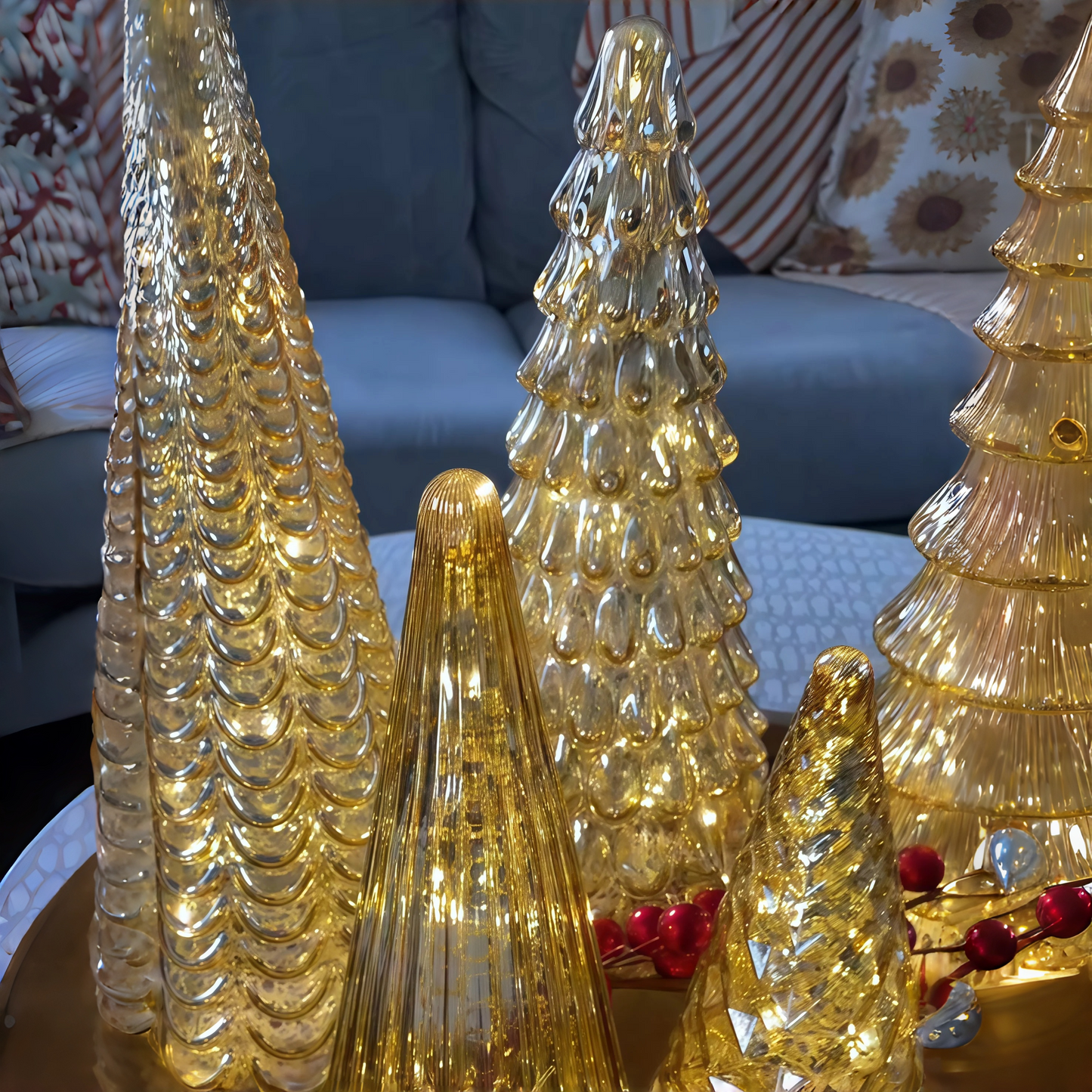 💥Christmas limited-time offer: 63% OFF💥Set of 5 Illuminated Mercury Glass Trees🎄