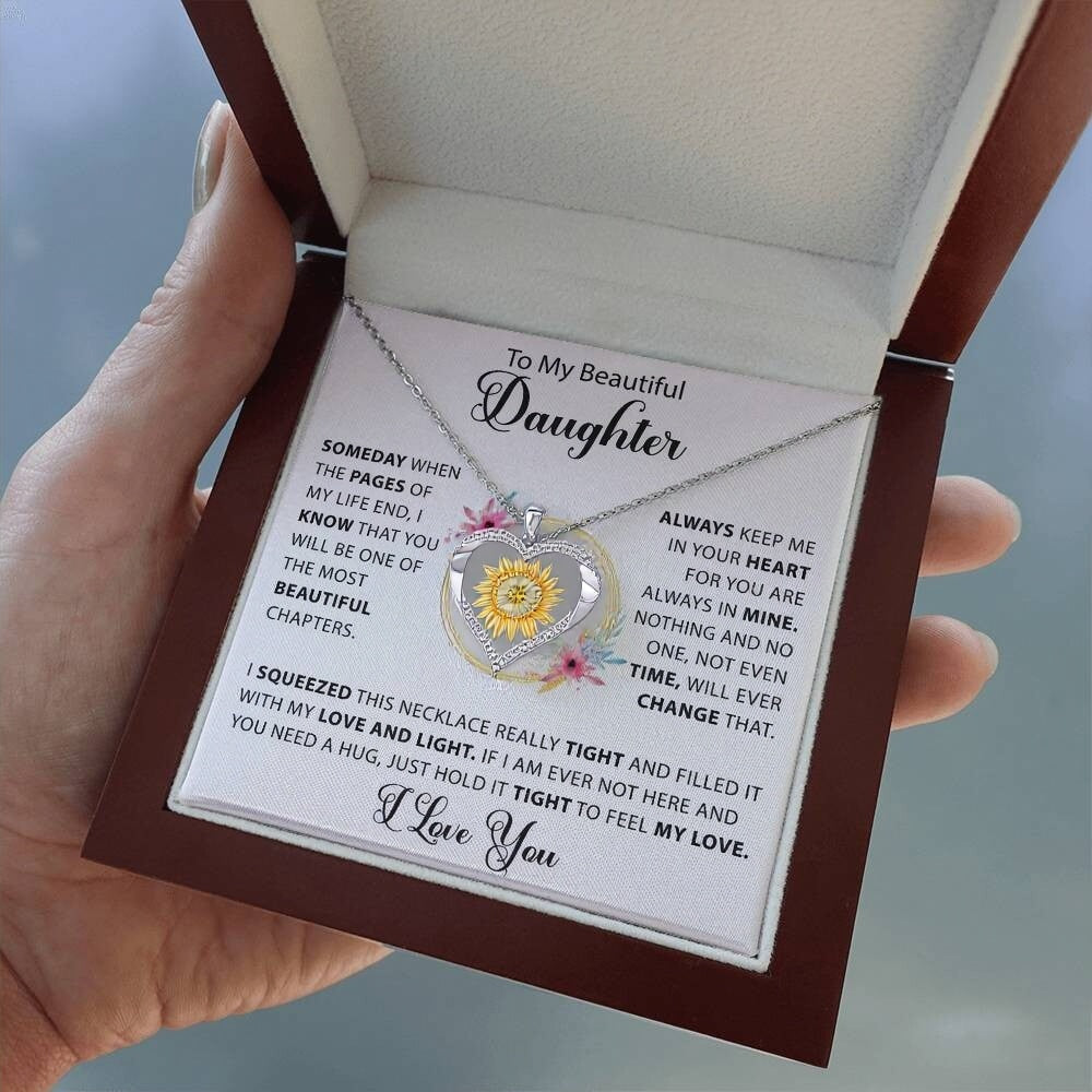 🔥Last Day 51% OFF🔥To My Daughter- Sunflower Heart Necklace