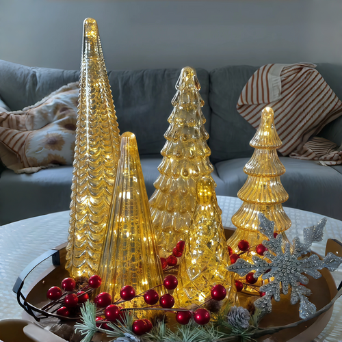 💥Christmas limited-time offer: 63% OFF💥Set of 5 Illuminated Mercury Glass Trees🎄